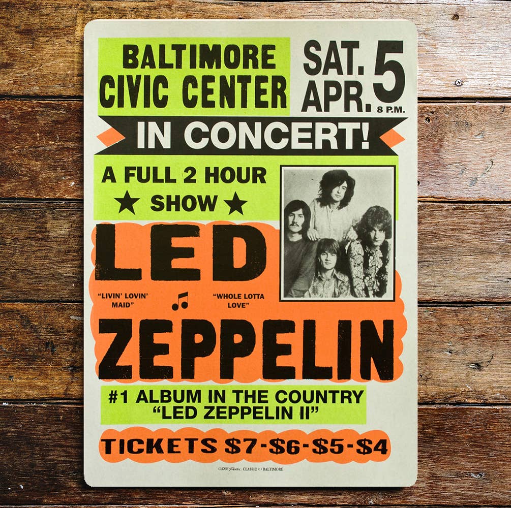 Led Zeppelin In Concert | Metal Wall Sign
