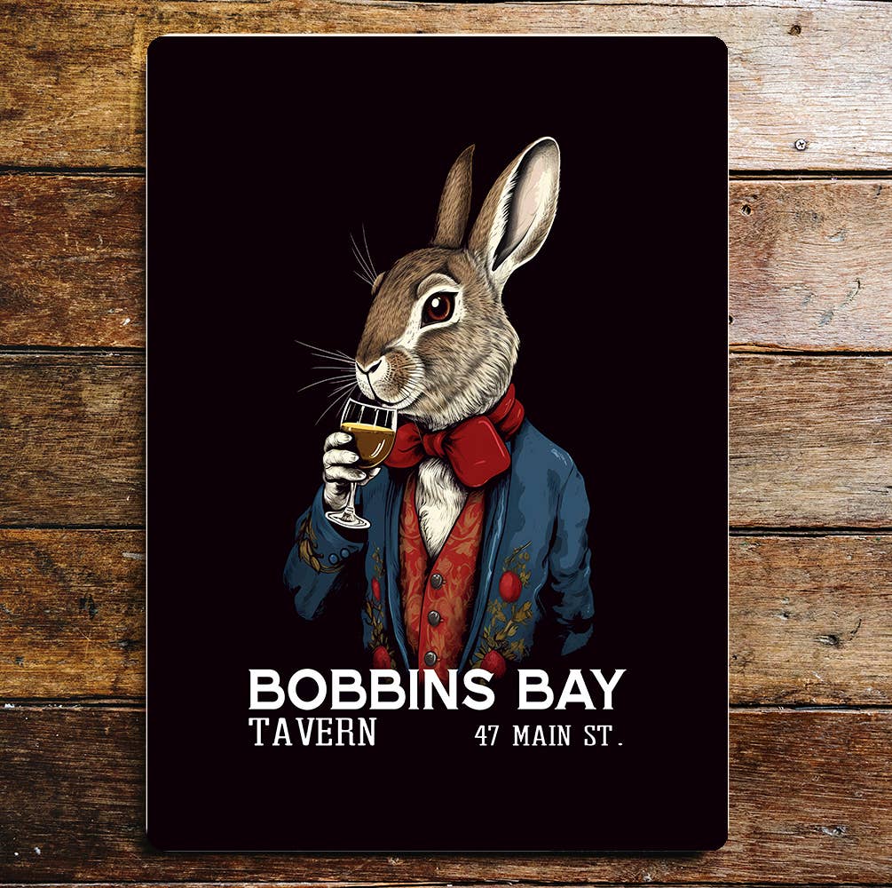 Rabbit Tavern Art Metal Sign Plaque