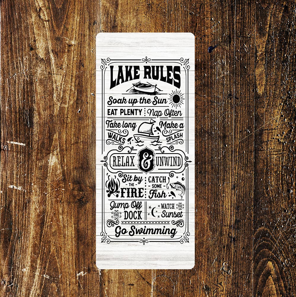 Lake Rules Swimming Sun Summer Sail | Metal Sign