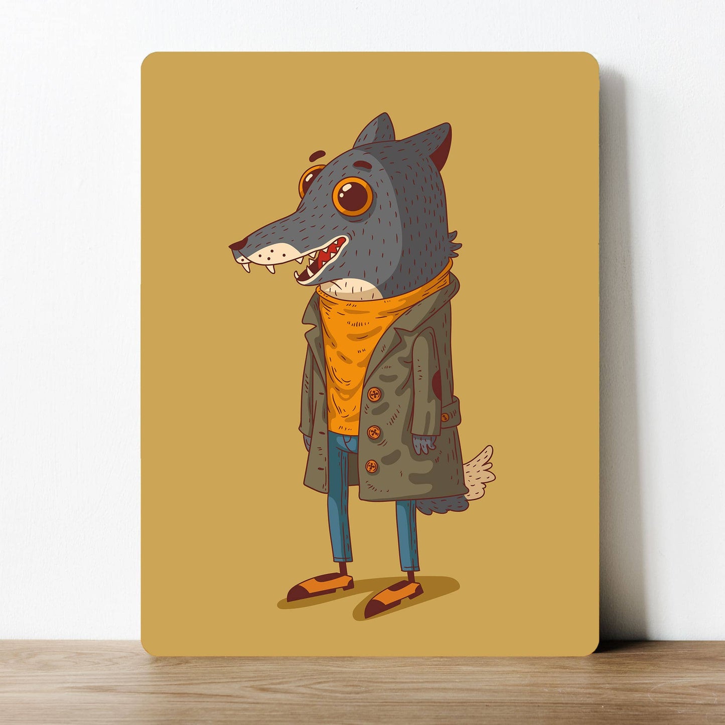 Wolf Cartoon Artwork | Metal Sign Plaque