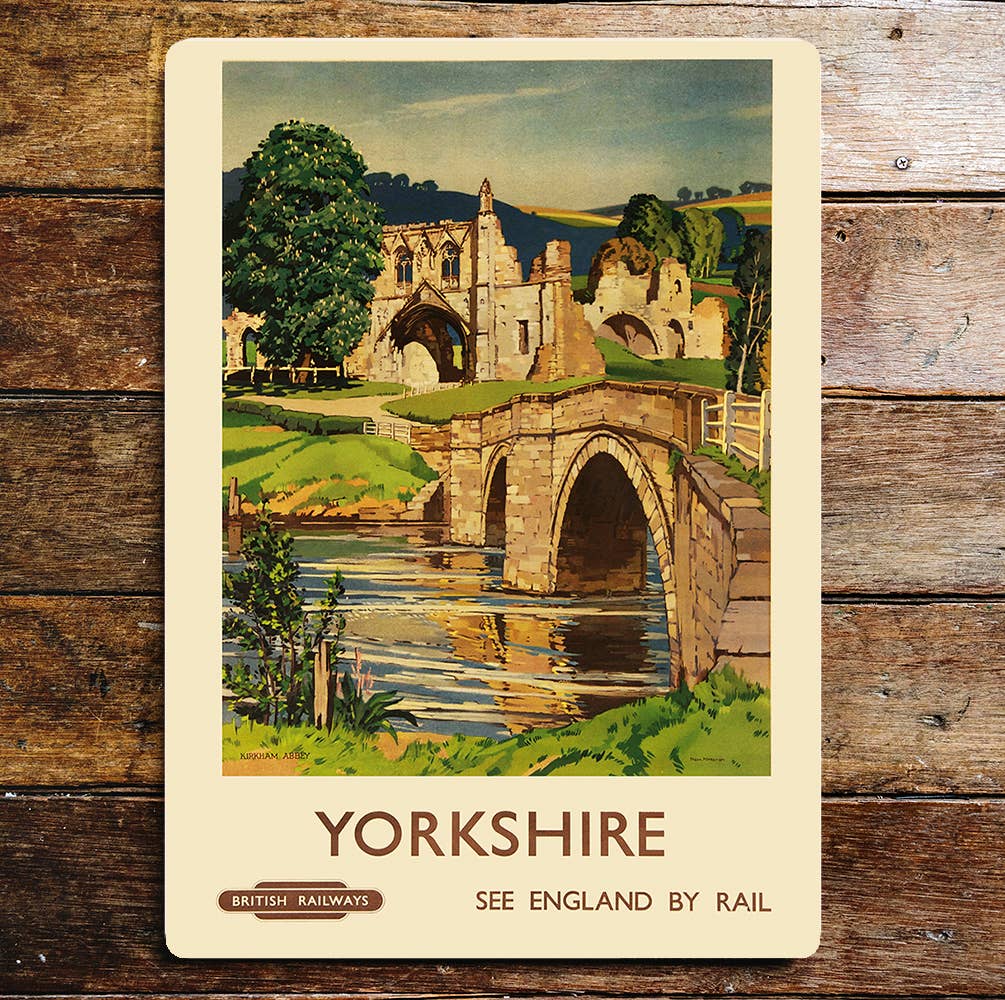 Yorkshire, England Abbey Bridge |  Art Metal Sign Plaque