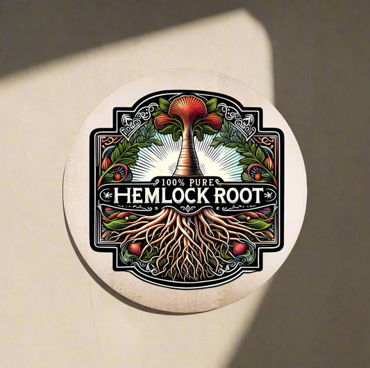 100% Pure Hemlock Potions | Witch Halloween | Circle Metal Sign