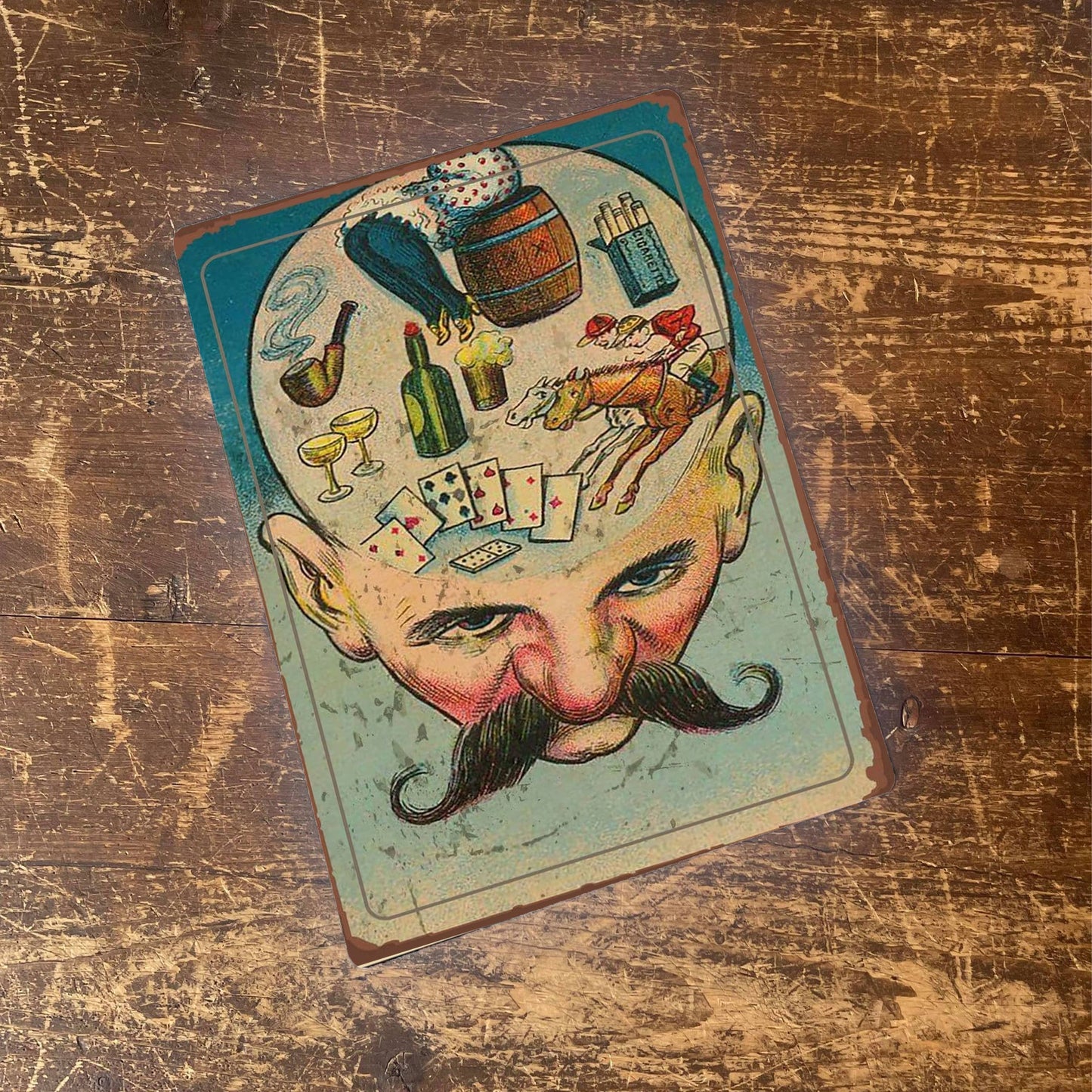 Man Brain Vintage Style | Metal Sign Plaque Bar Pub