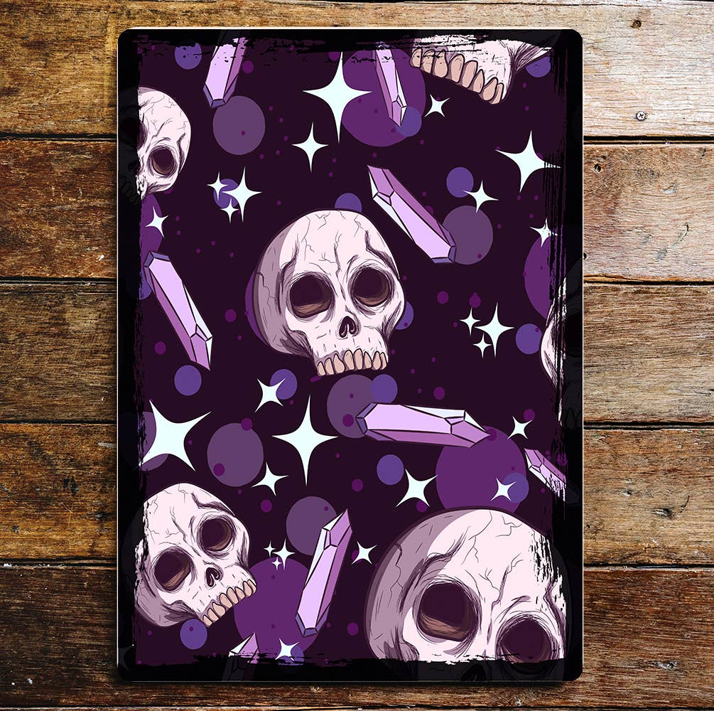 Skull Crystals Death Purple Art Metal Sign Plaque