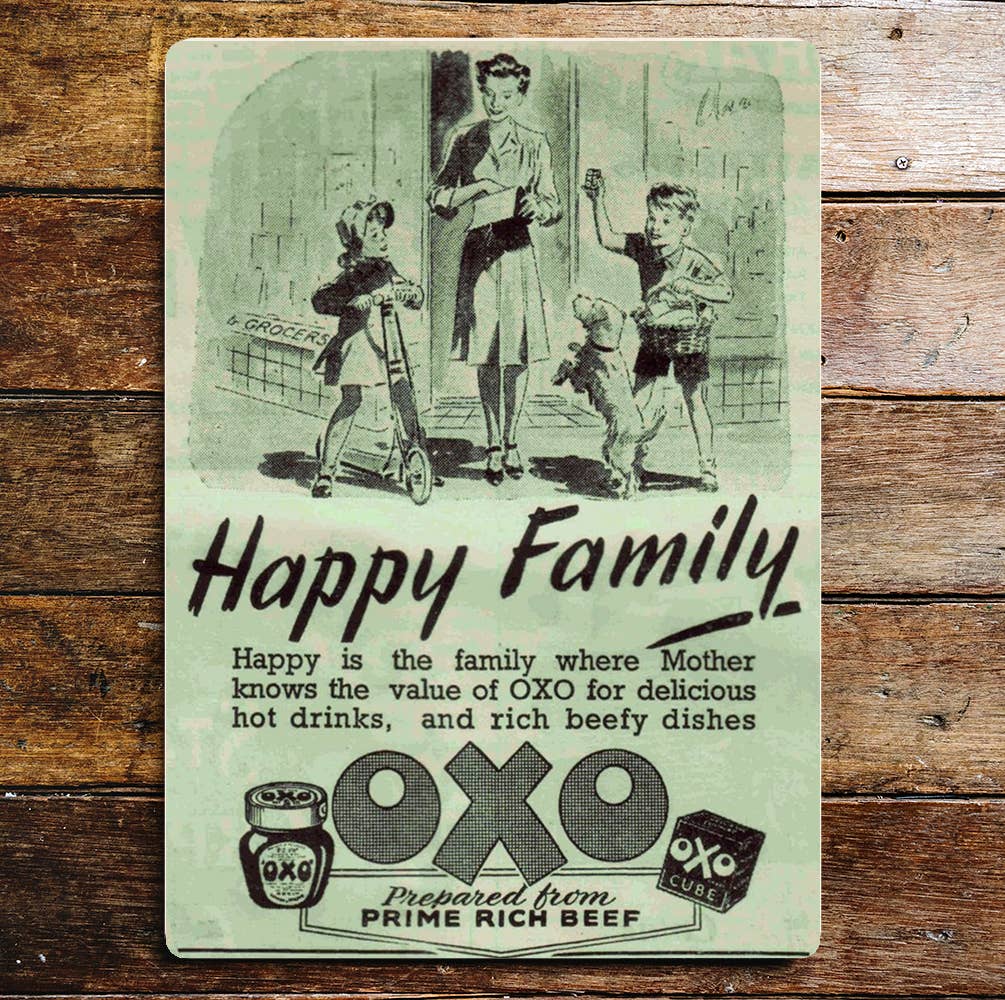 Oxo Cube Happy Family | Metal Advertising Wall Sign