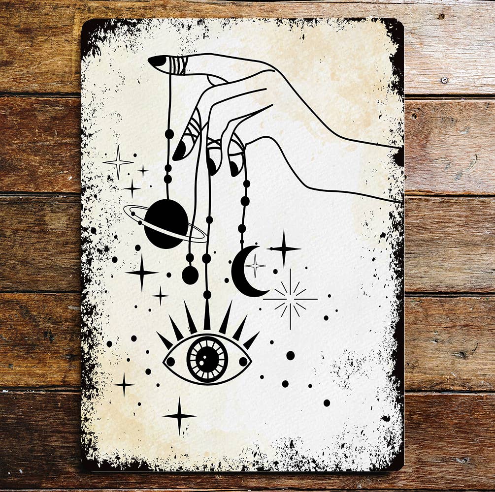 Sun And Moon Eye mystical Metal Wall Sign Plaque