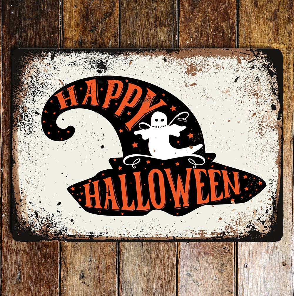happy Halloween hat | Metal Wall Sign Plaque