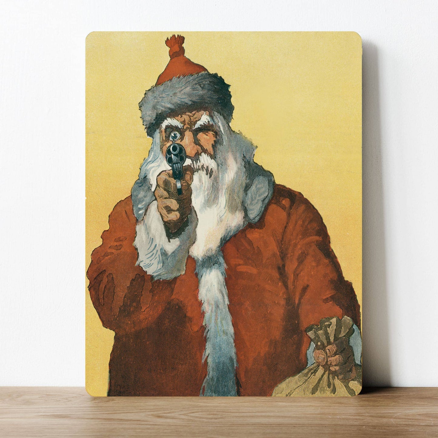 Bad Santa Gun Christmas | Metal Sign Plaque