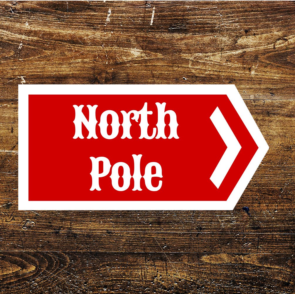 North Pole Christmas Home Decor Art | Metal Sign