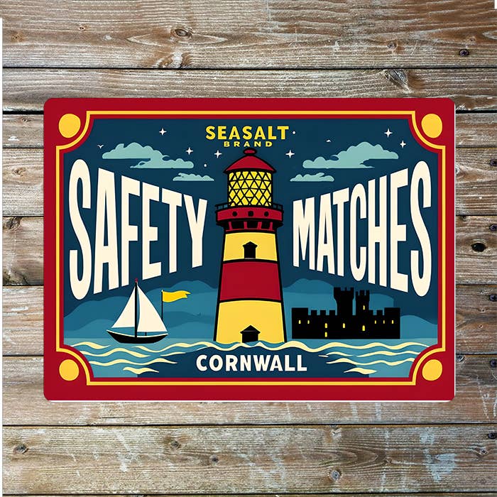 Stafty Matches Lighthouse Sea Nautical Metal Sign Plaque
