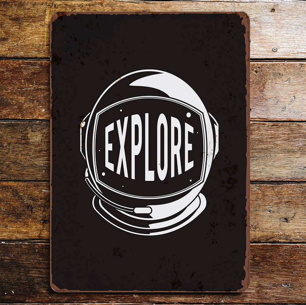 explore astronaut | Metal Wall Sign