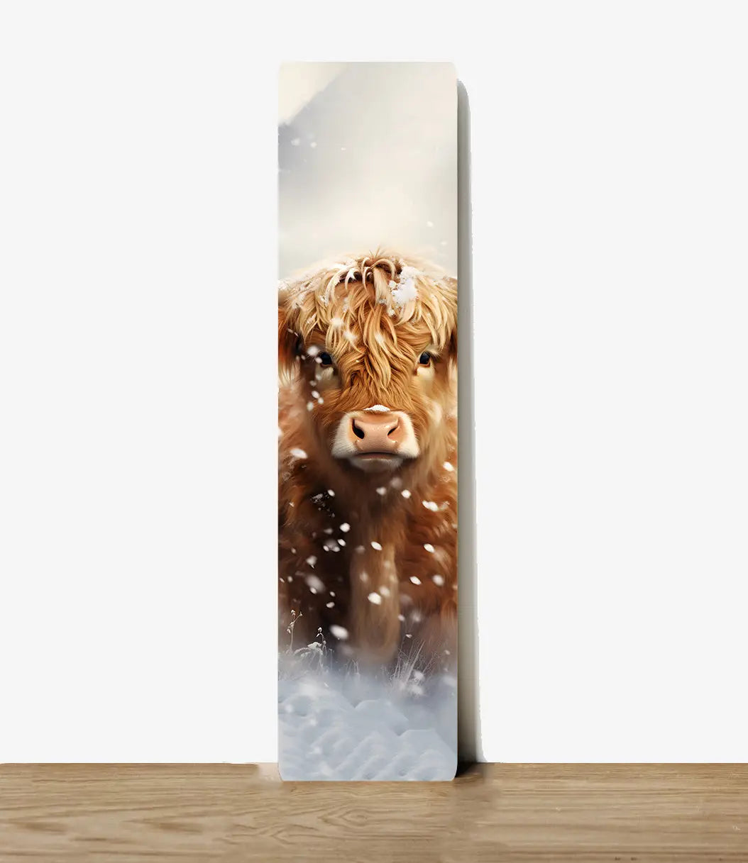 Snowy Highland Cow | Metal Sign Plaque Bookmark