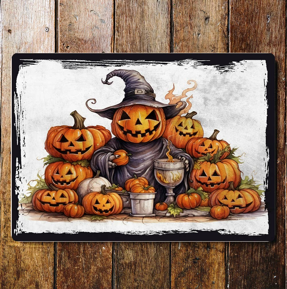 Happy Halloween Pumpkins Spell Art | Metal Sign Plaque