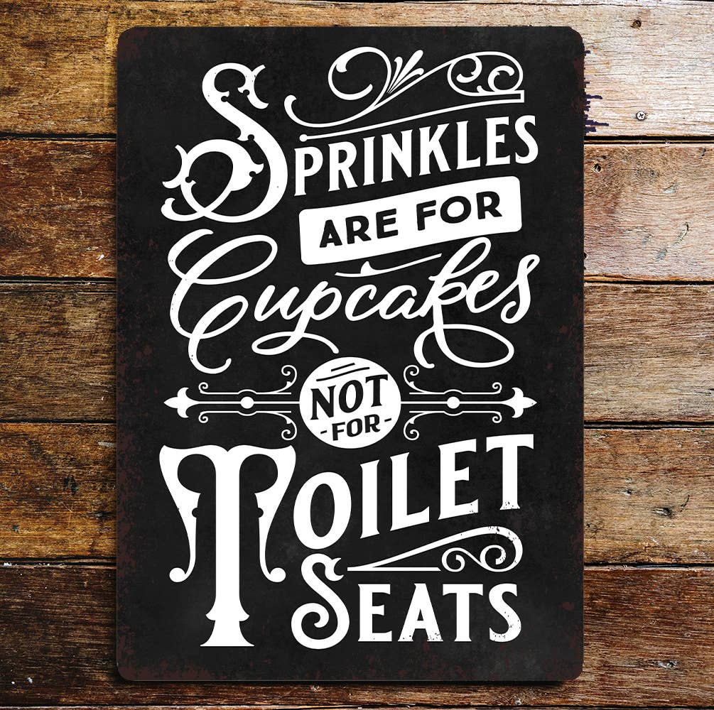 Bathroom Sprinkles cupcakes | Metal Wall Sign Plaque