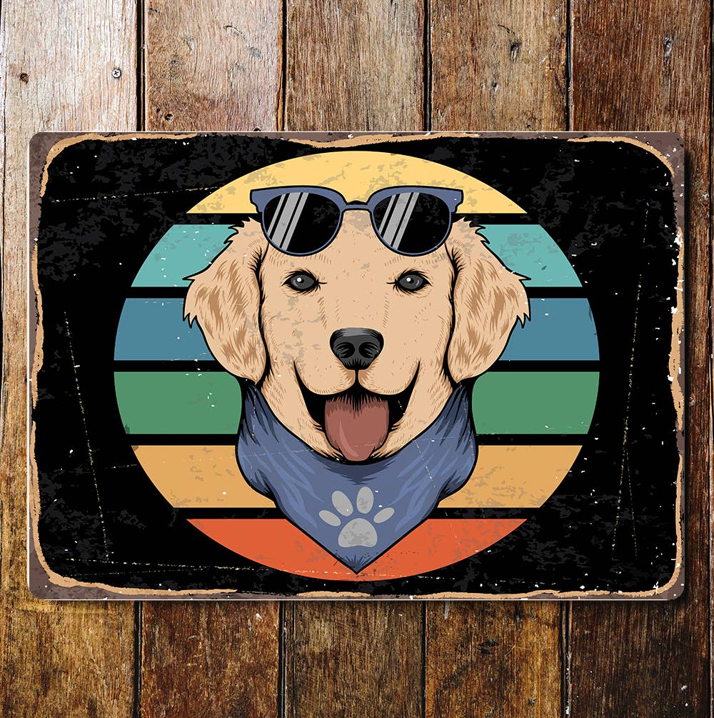 dog golden retriever | Metal Wall Sign Plaque