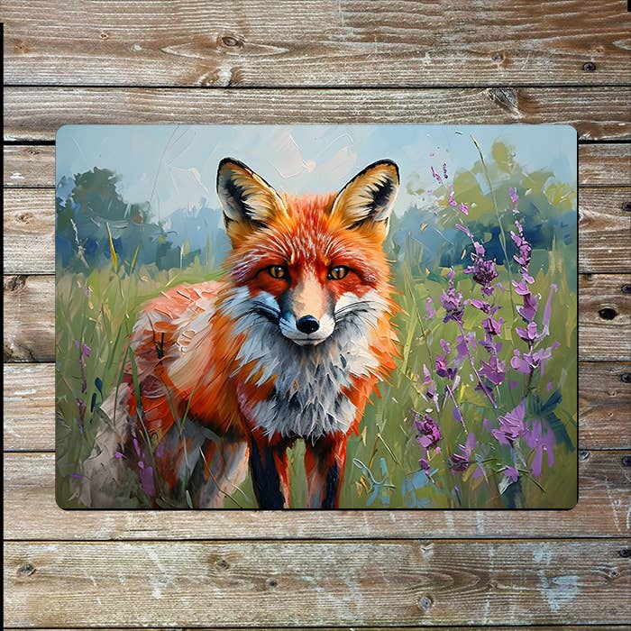 Red Fox Standing in a Meadow Metal Sign Plaque