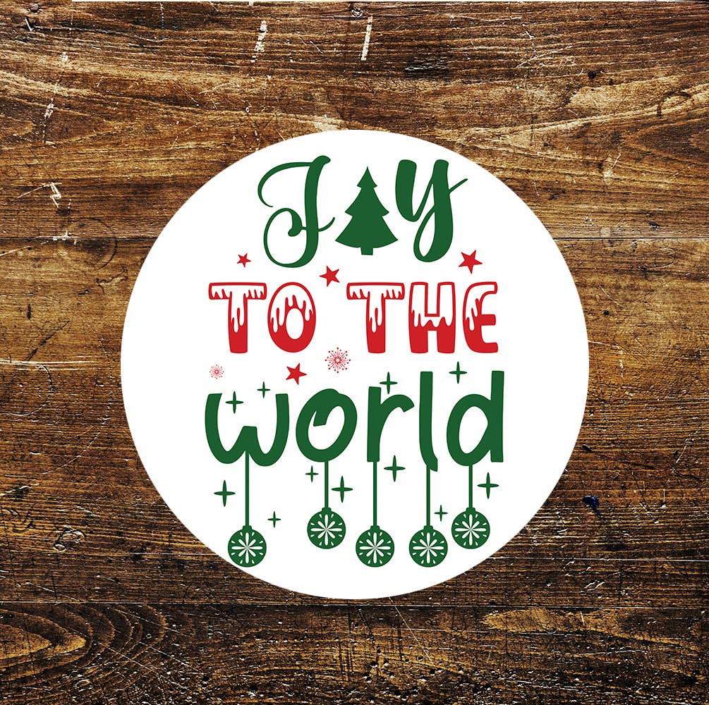 Christmas Joy to the World Circle Metal Sign