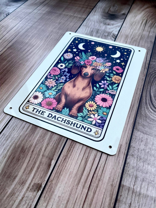The Dachshund Flower Tarot | Metal Sign Plaque