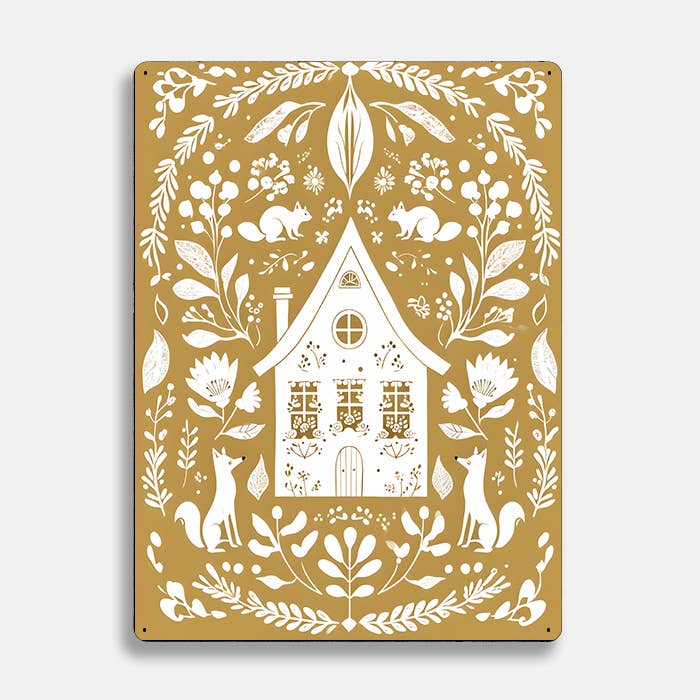 House Home Fox scandinavian folk | Metal Sign Plaque