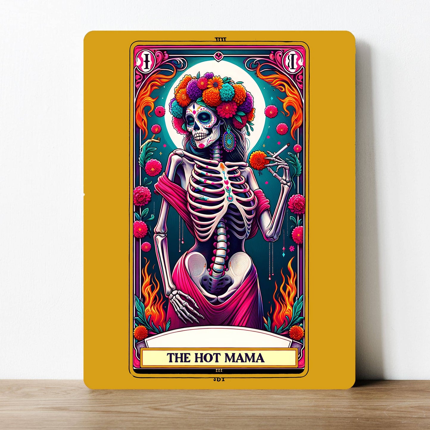 The Hot Mama Skeleton Galaxy Tarot | Metal Sign Plaque