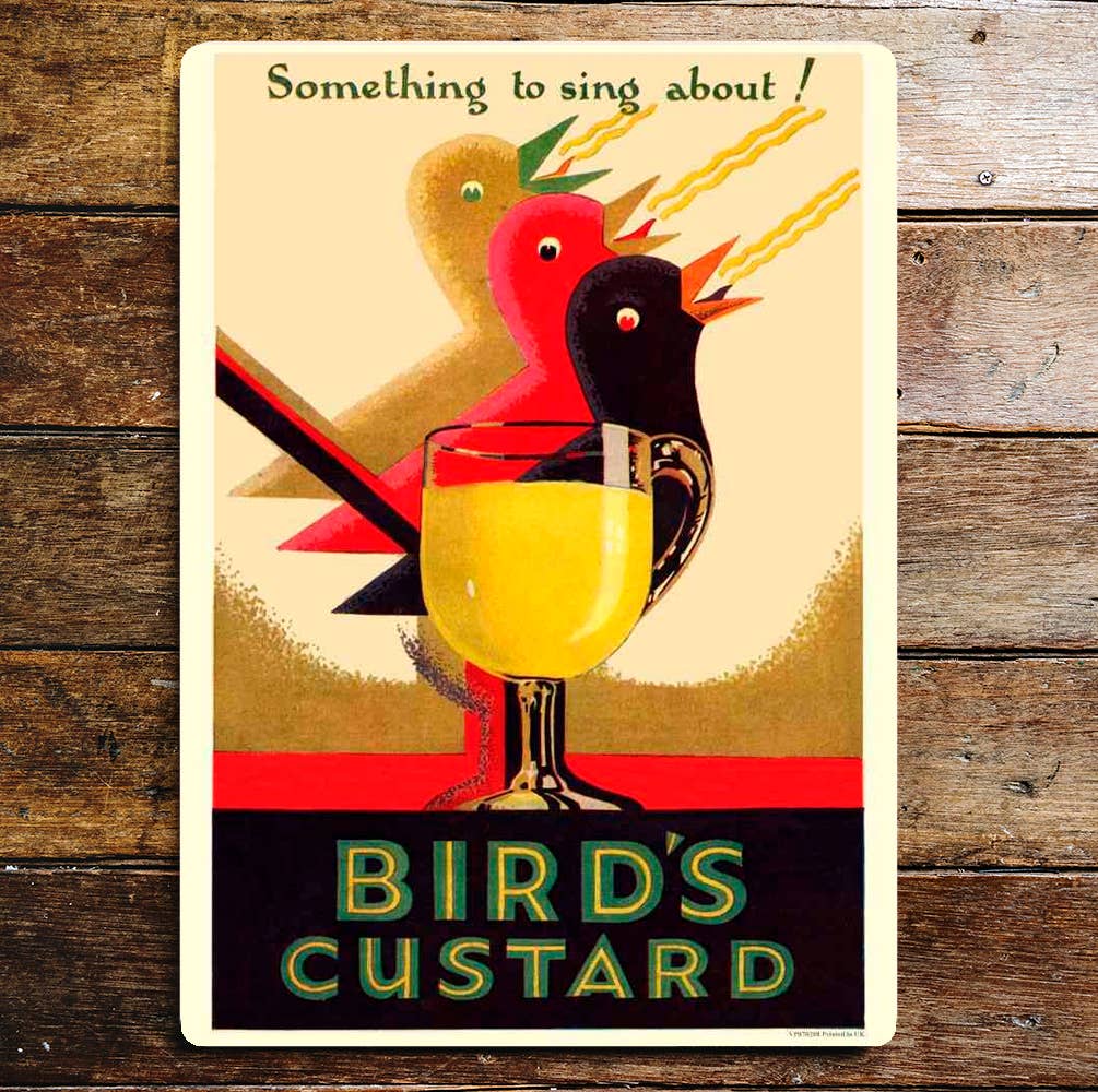 Something to Sing About Birds Custard Metal Sign