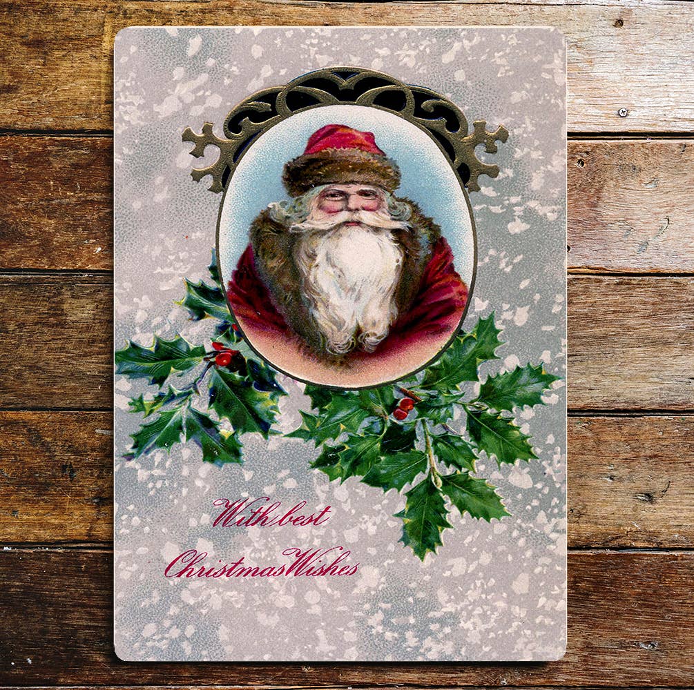 Santa Father Christmas Wishes Metal Wall Sign