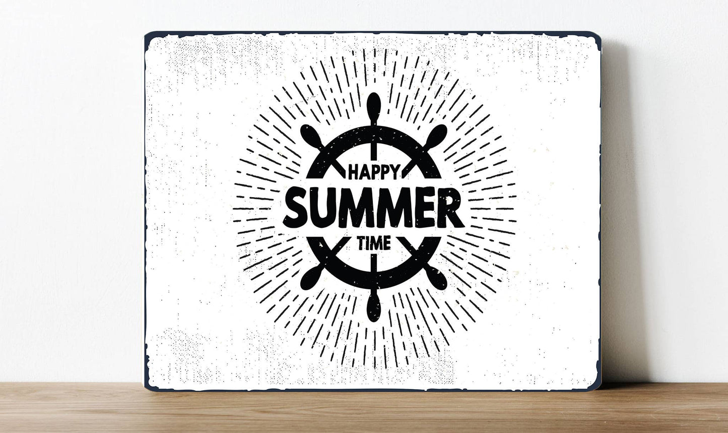 Happy Summer Time Nautical ship wheel | Metal Sign Plaque