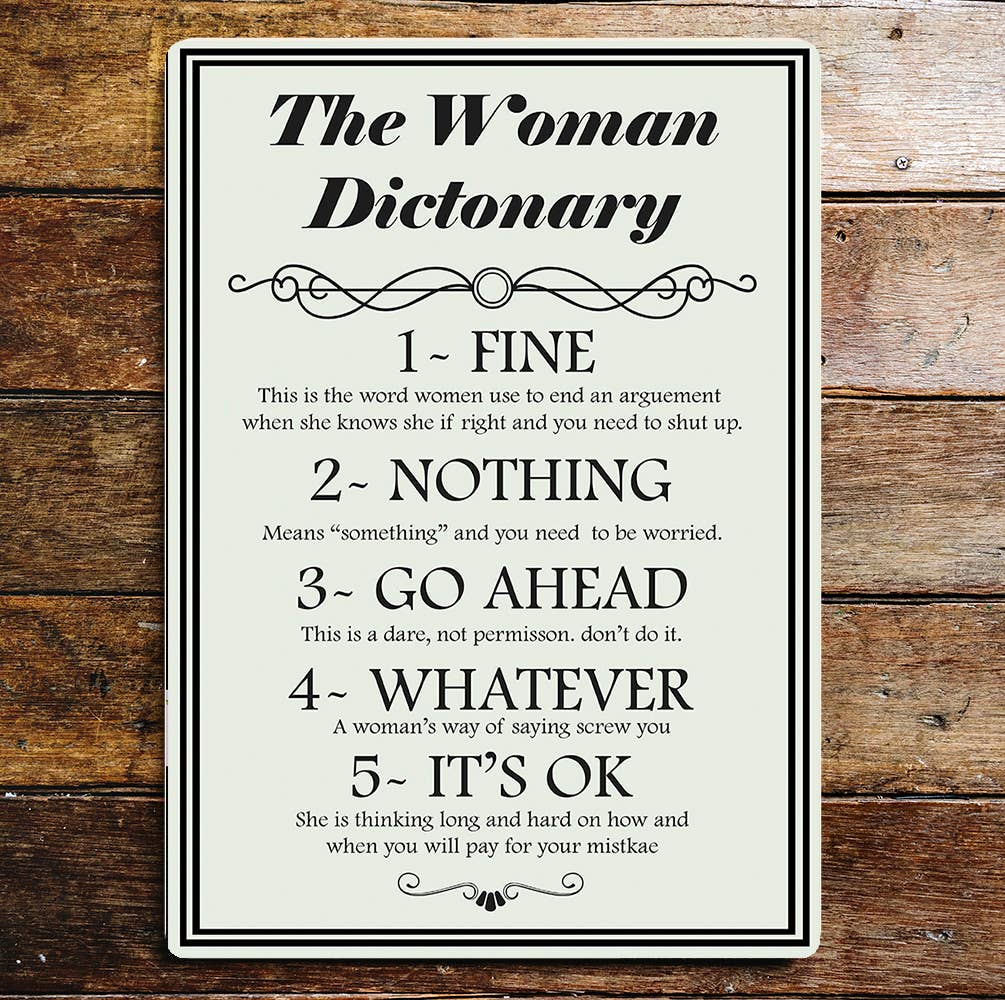 The Woman Dictionary Metal Wall Sign Plaque