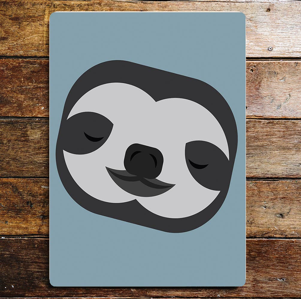 Sloth Face Portrait Metal Sign plaque