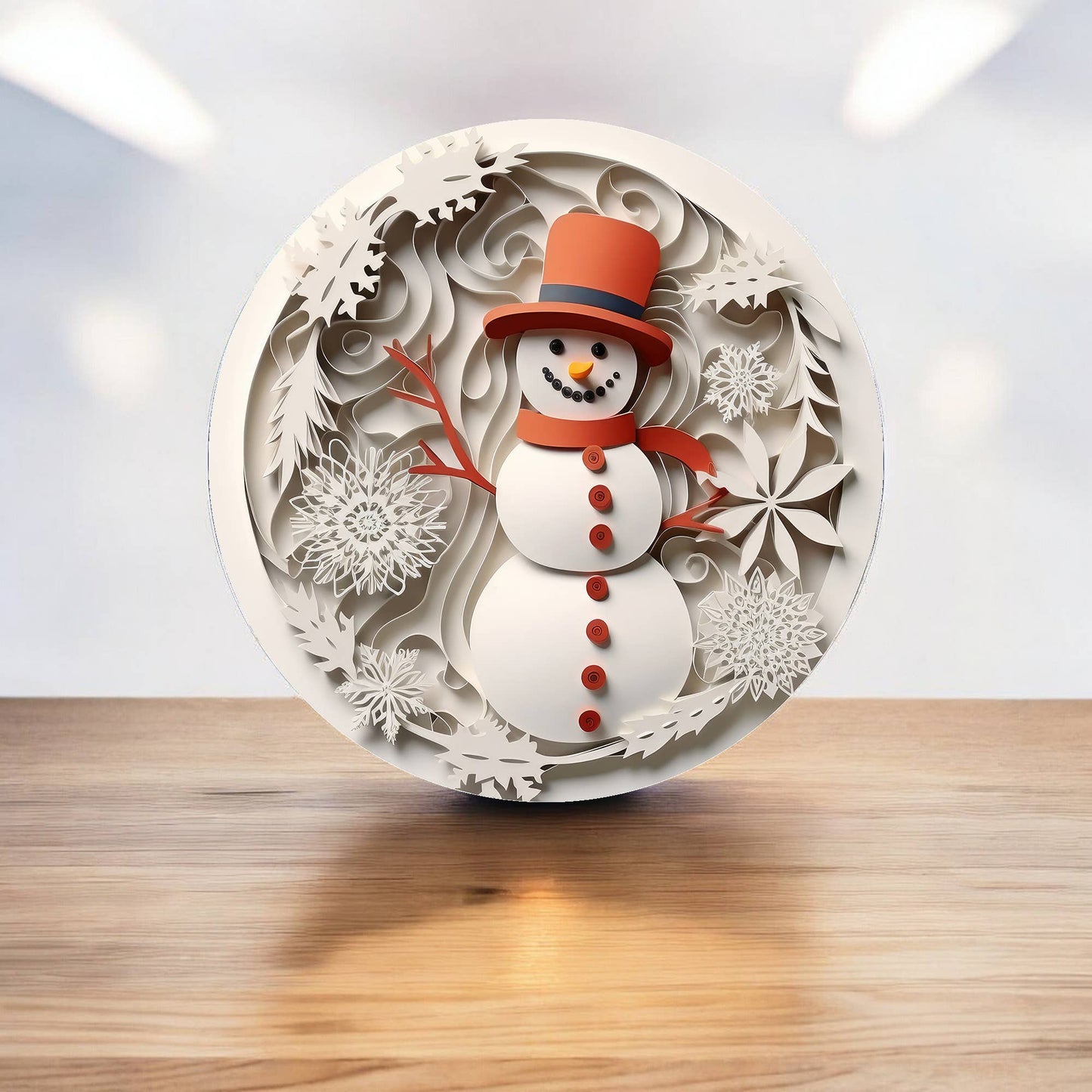 Frosty Snowman Red Christmas Decoration Circle Metal Sign