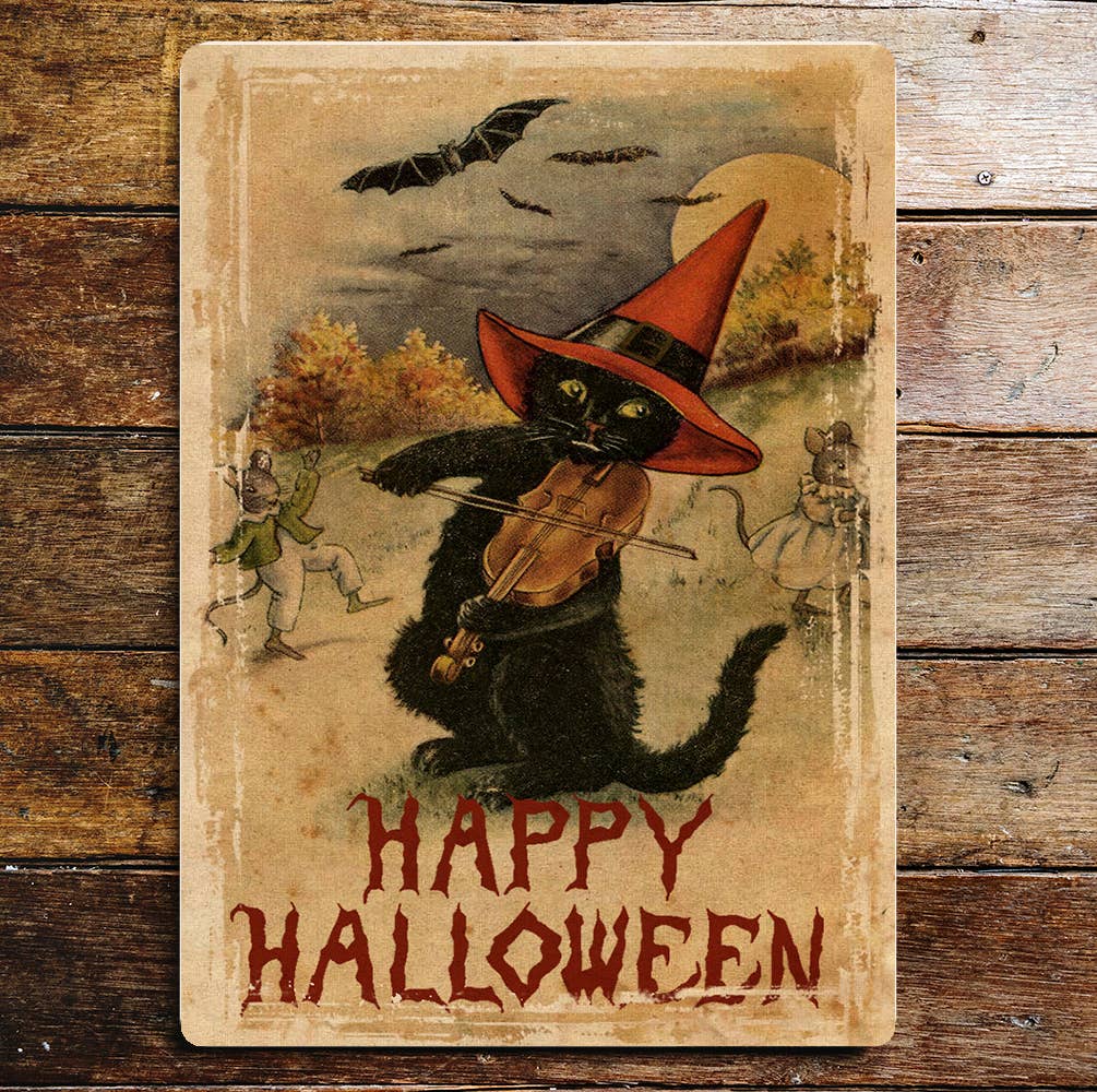 Happy Halloween cat | Metal Wall Sign Plaque