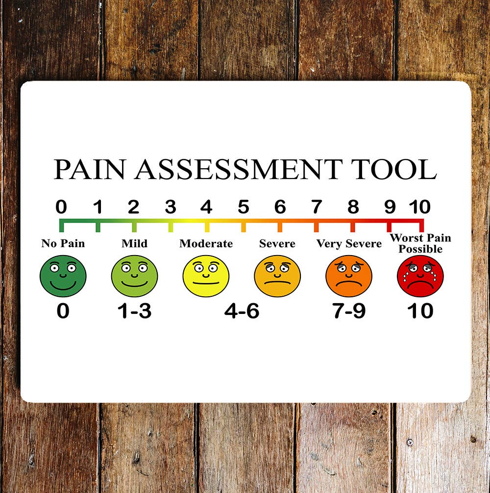 Fun Joke Notice Pain Assessment Tool | Metal Sign Plaque
