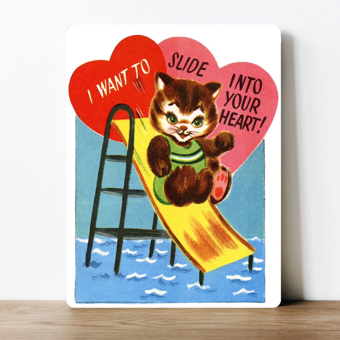 Slide into your heart cute Valentine Metal Sign Plaque
