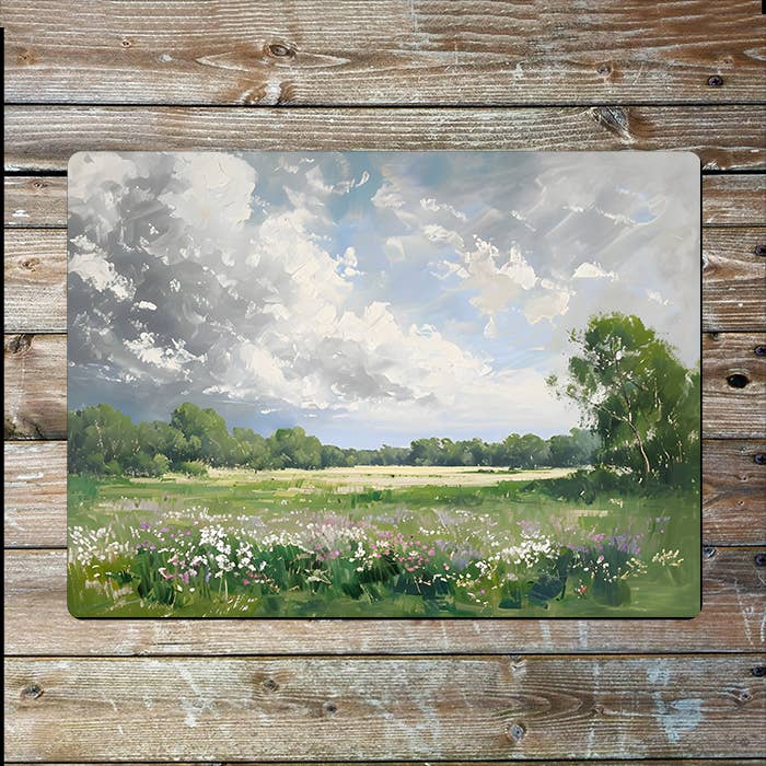 Impressionistic Landscape With Wildflowers Metal Sign Plaque