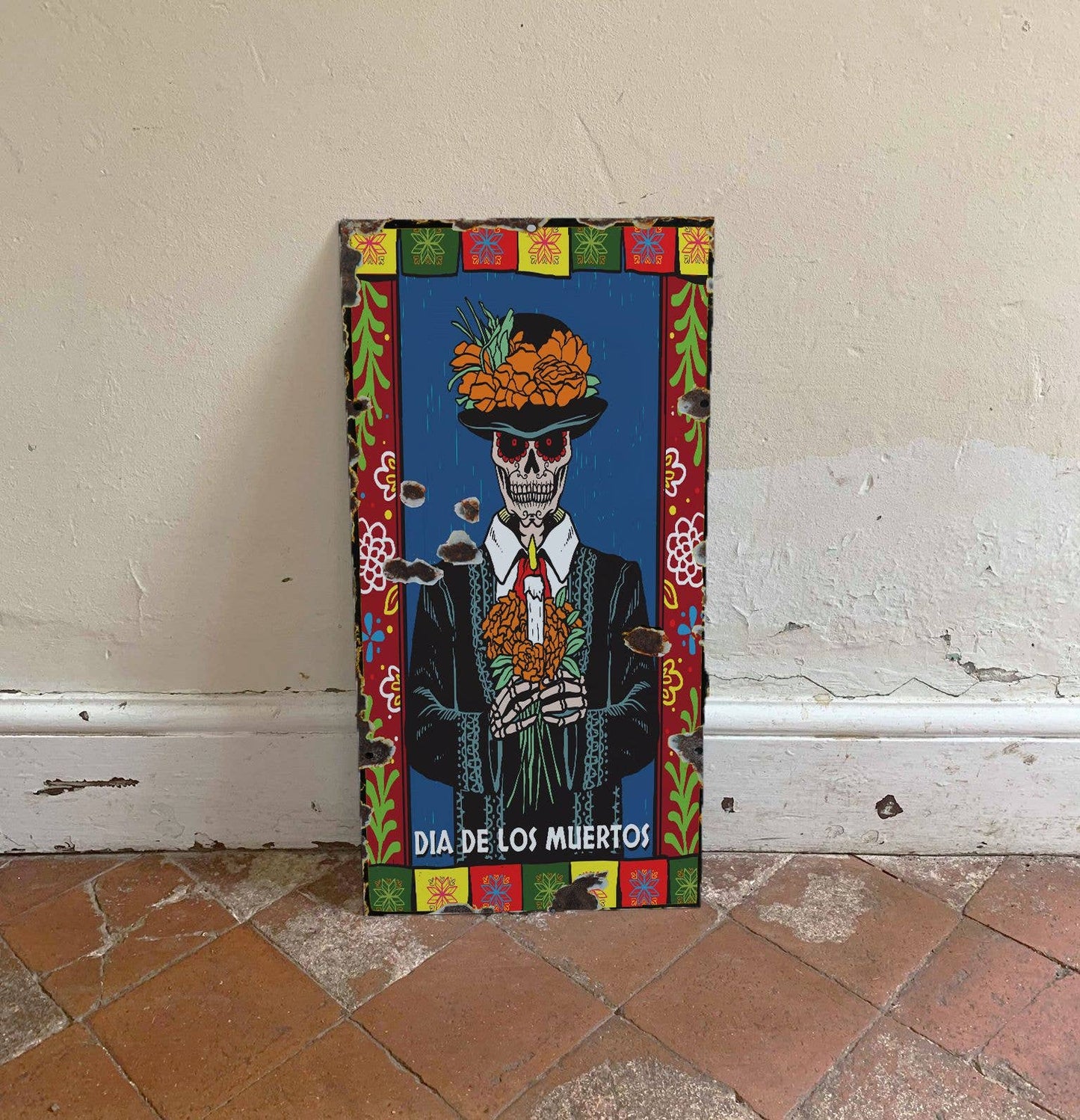 Day Of The Dead Skulls - | Metal Wall Sign