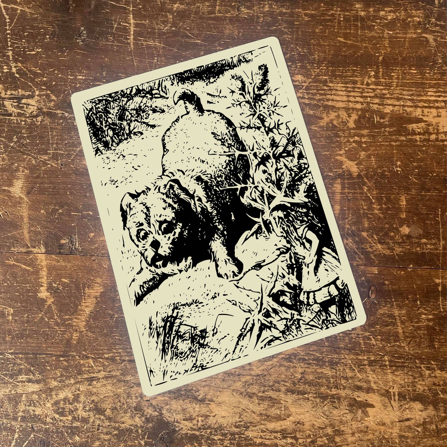 Alice in wonderland Dog Illustration | Metal Sign
