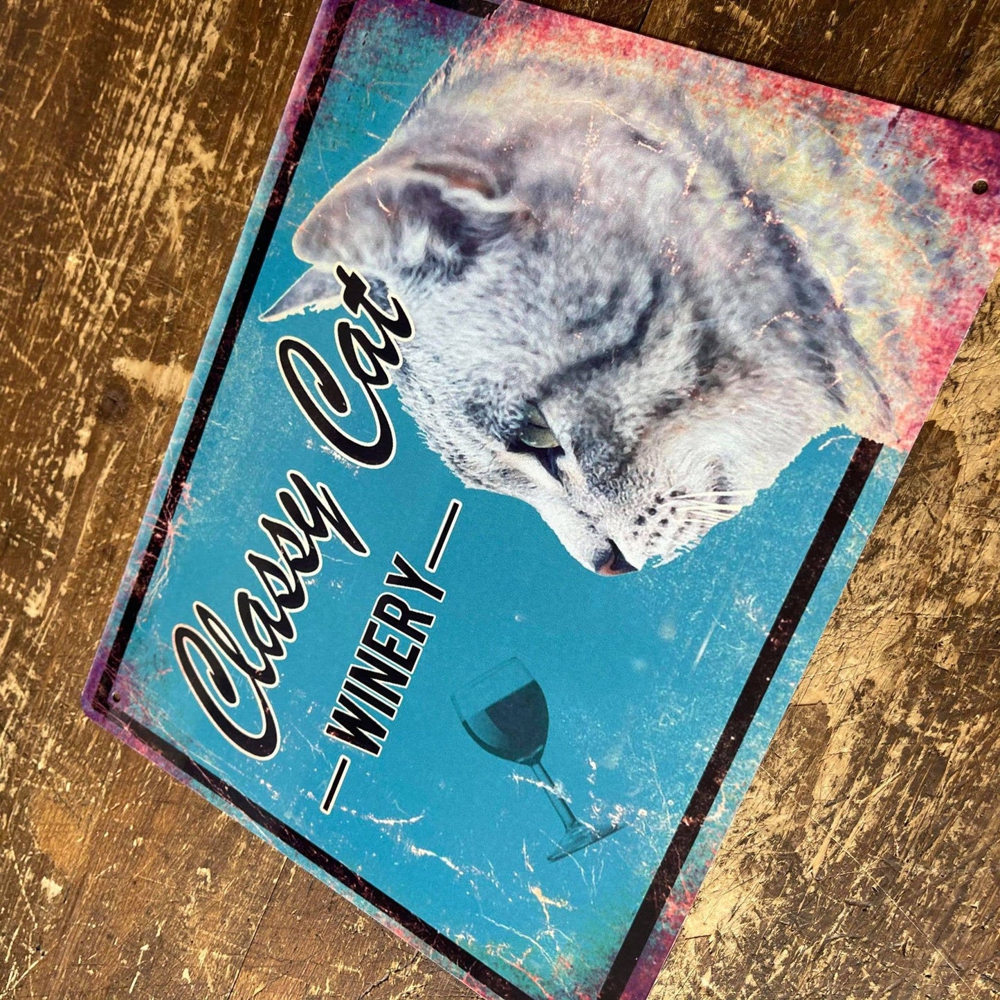 Classy Cat Winery Brewery Style Animal | Metal Sign