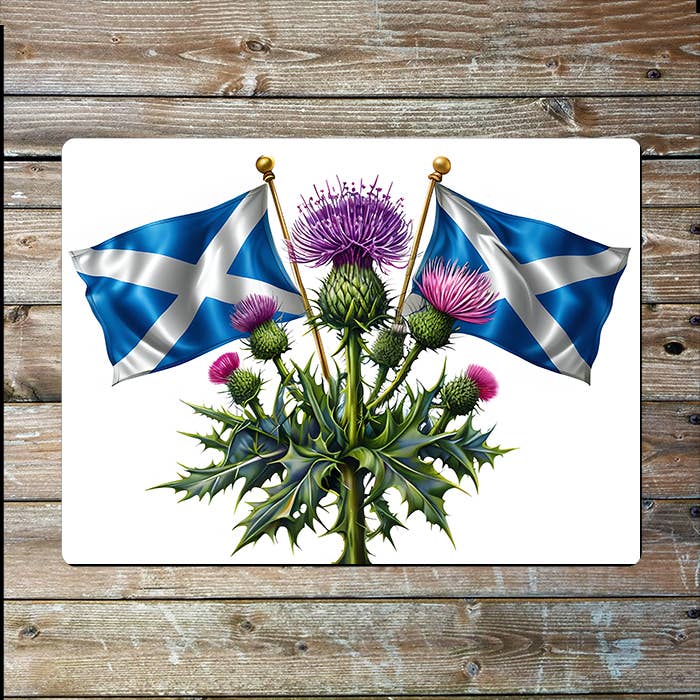 Flags With Thistle | Scottish Scotland | Metal Sign Plaque