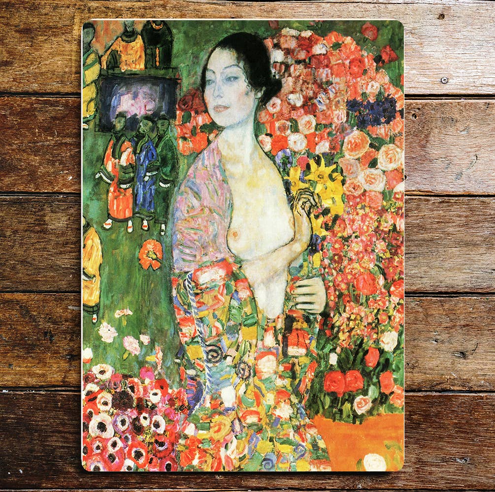 Oriental Abstract Garden Flowers & Lady | Metal Sign Plaque