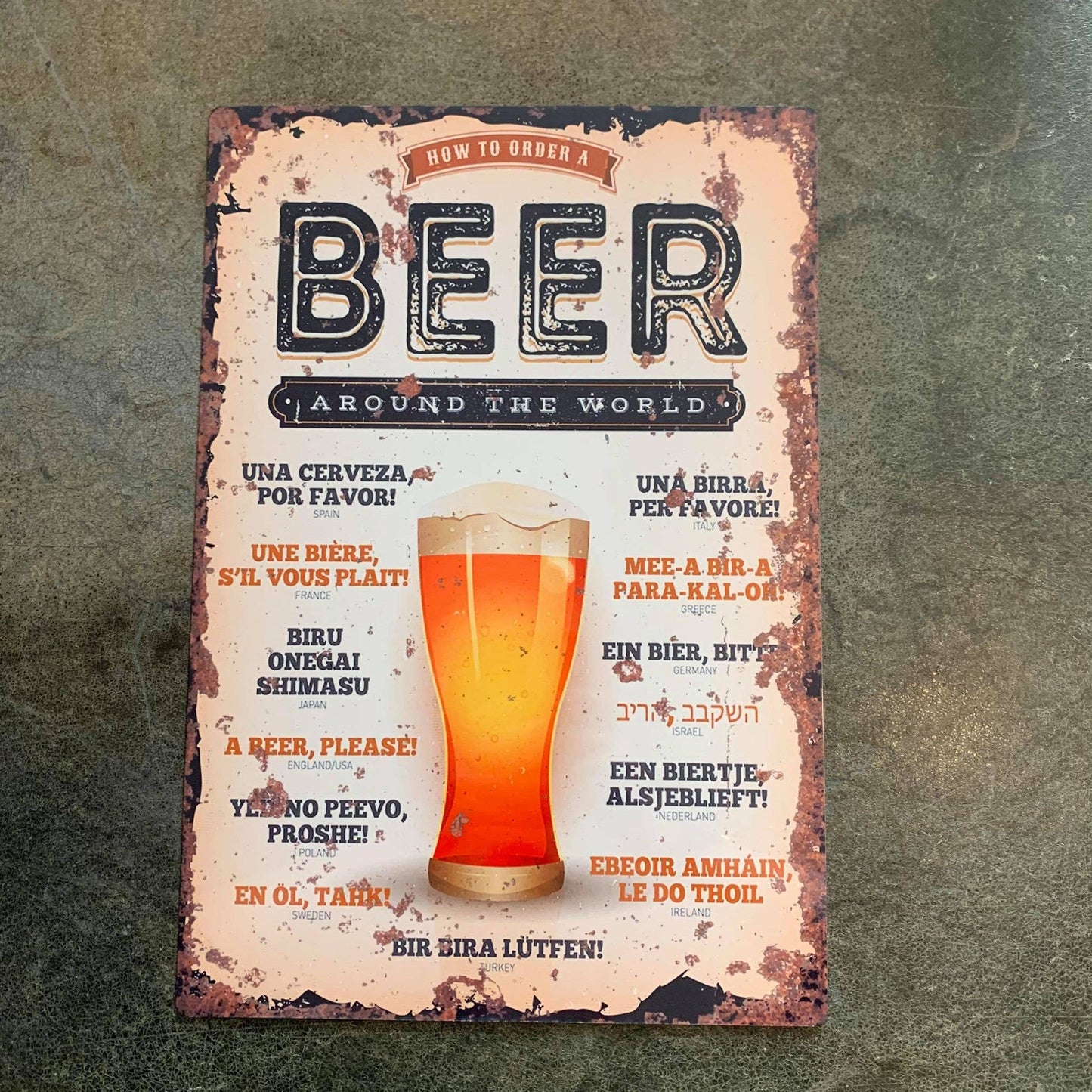 Order A Beer Around the world | Metal Wall Sign