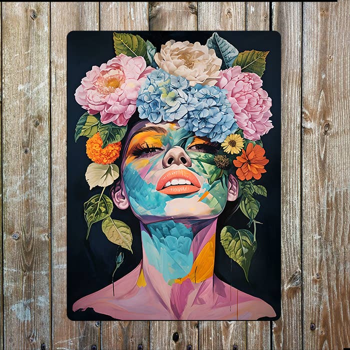 Abstract Surreal Artwork Women Flowers 3 | Metal Sign Plaque