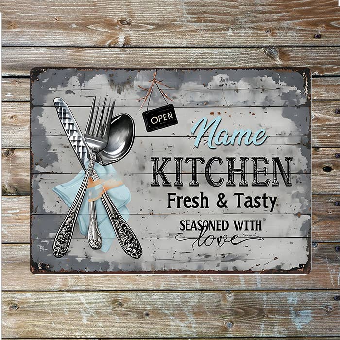 Vintage Kitchen Name Custom Personalised | Metal Wall Sign
