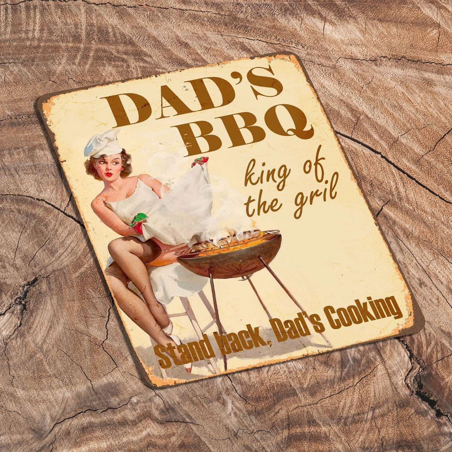 Pin up Dads BBQ , King of The Grill Metal Sign