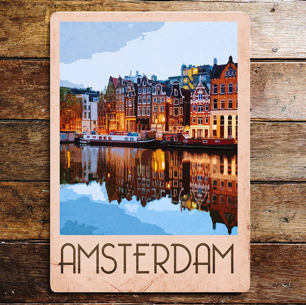 Amsterdam River Town Houses | Metal Wall Sign Plaque