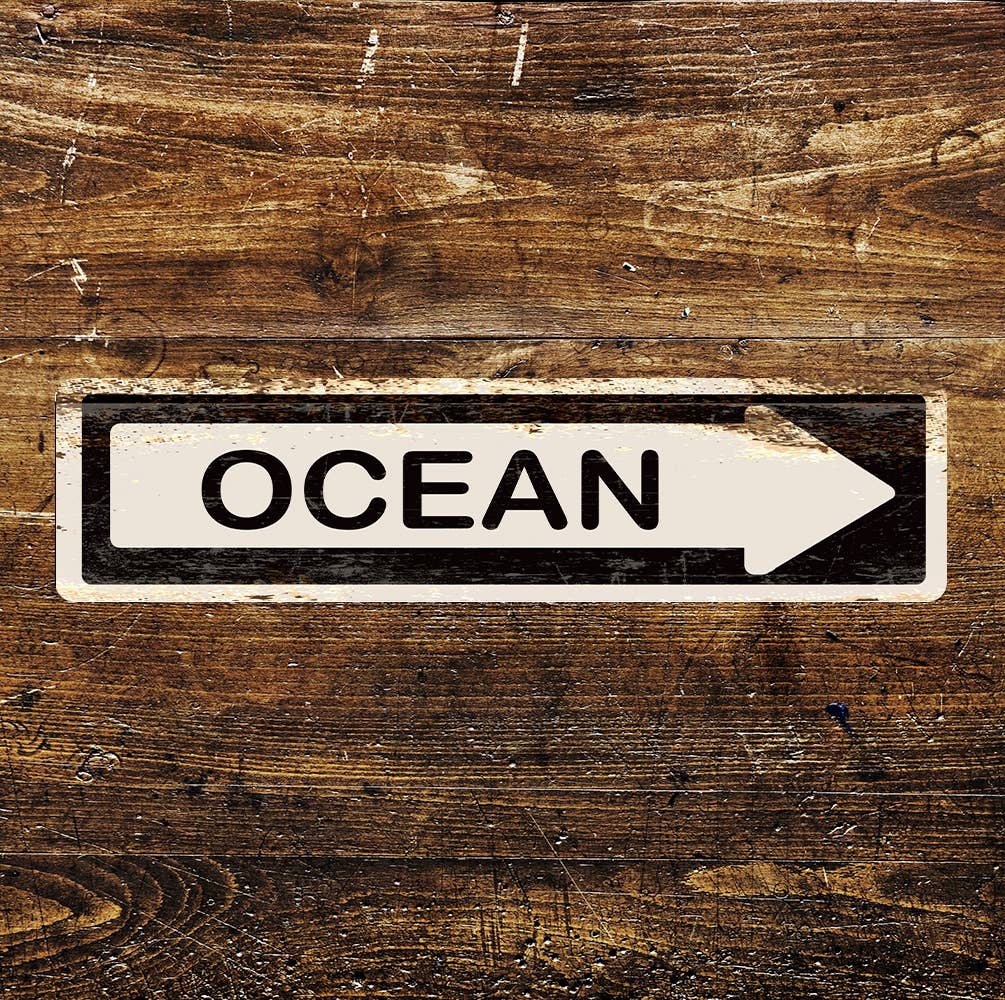 Ocean Sign Metal Long Sign Plaque