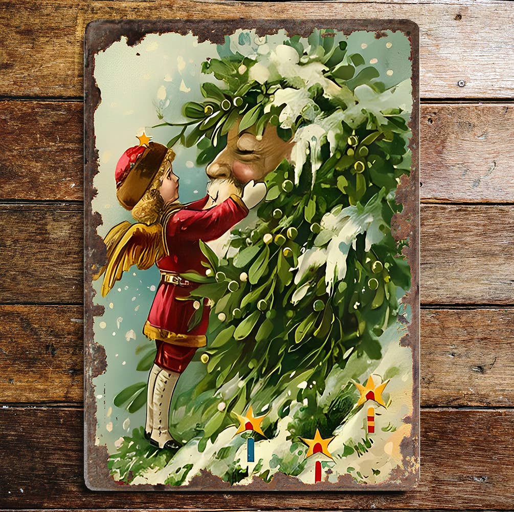 Vintage Santa Fairy Christmas | Metal Vintage Wall Sign