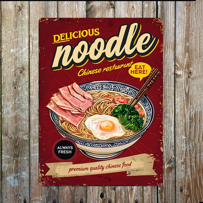 Noodle Chinese Delicious Kitchen Retro | Metal Sign Plaque