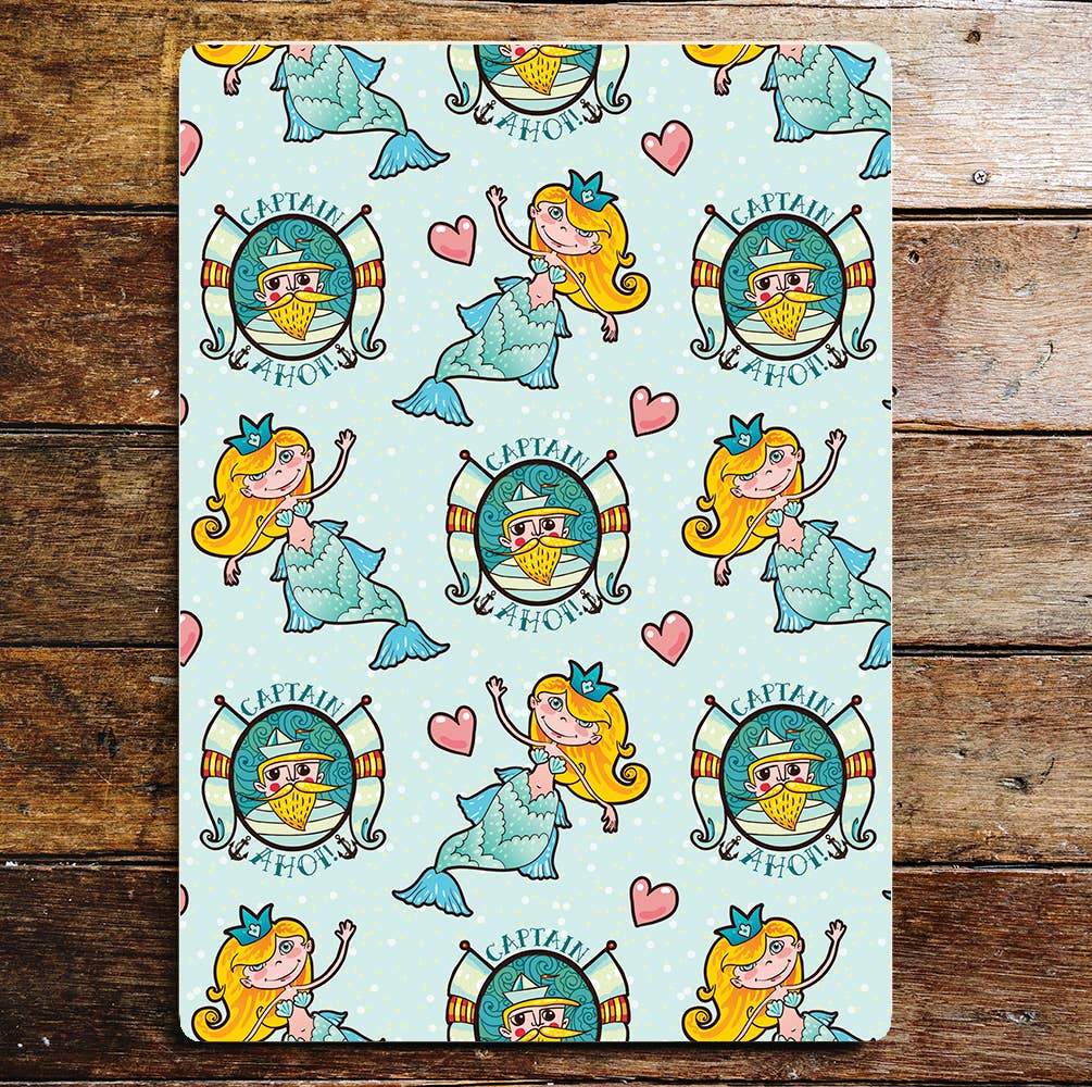 Mermaid Tattoo Pattern Art | Metal Sign Plaque