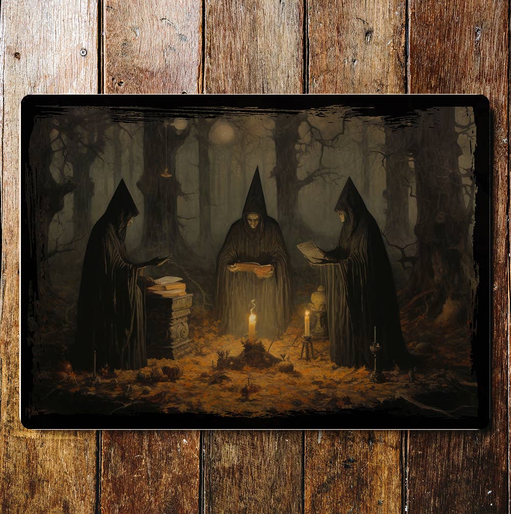 Halloween Spooky Witch Landscape | Metal Sign Plaque