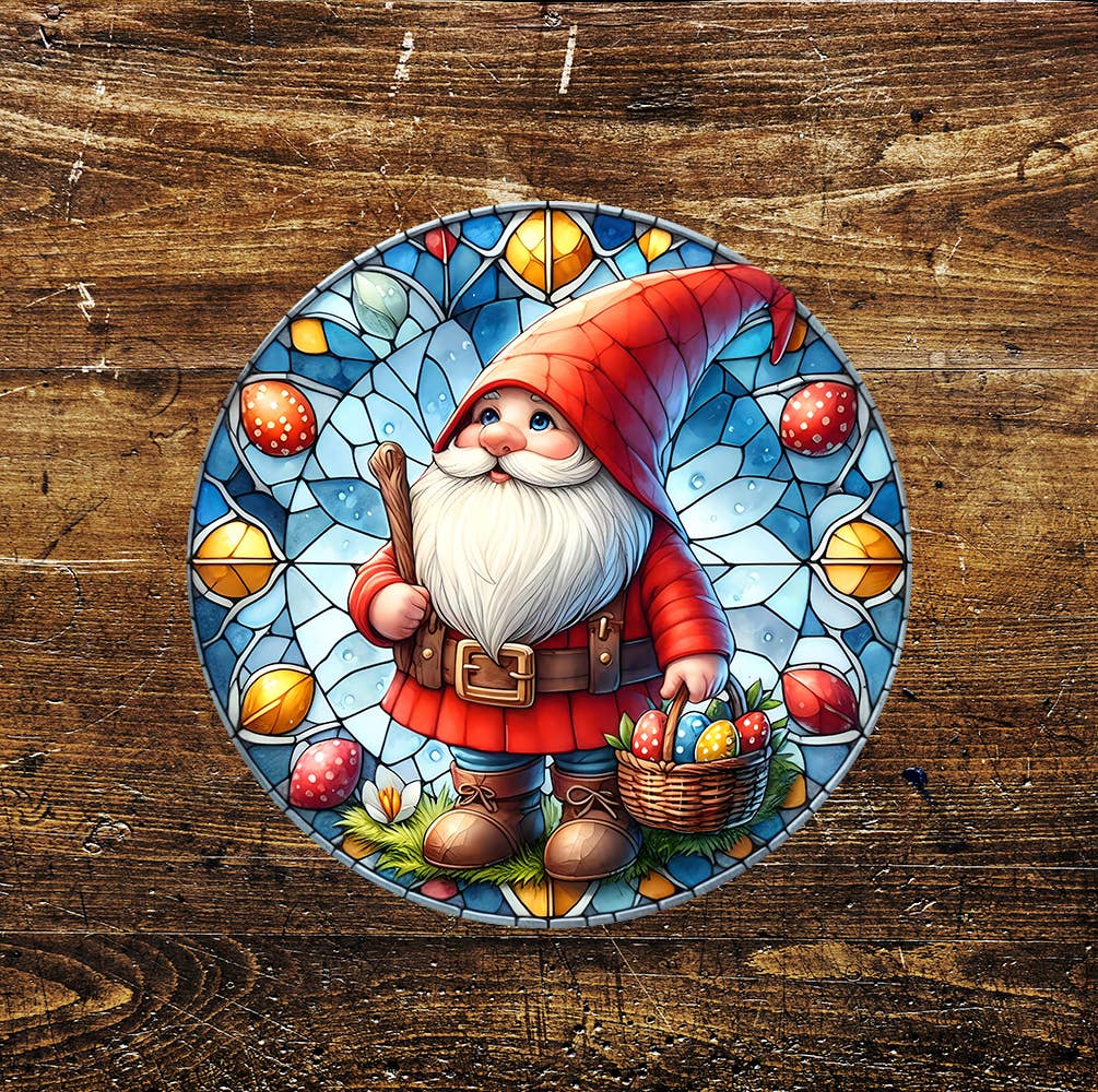 Gonk Easter Egg Stained Glass affect Circle Metal Sign